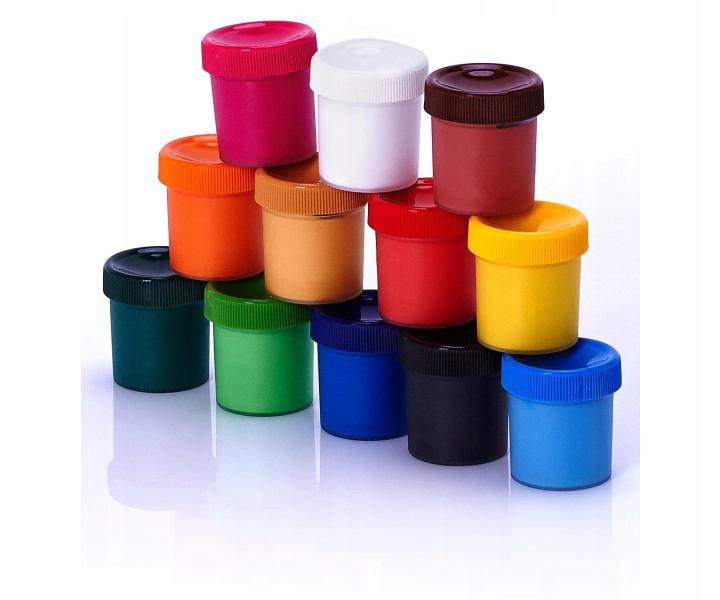 Farby plakatowe szkolne 12 kolorów 20 ml intensywne i kryjące 1 szt.