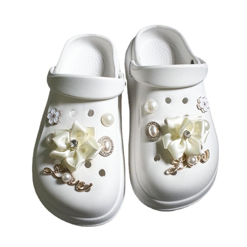 New Fit Hole Shoes Fabric Flower Set Removable Shoe Buckle Garden Shoes DIY Shoe Flower Accessories