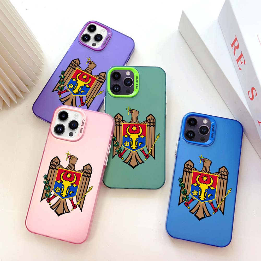 N21 Moldova National Emblem Soft Border Phone Case for Apple iPhone 15 14 13 Pro Max 11 12 XR XS Max 7 8 Plus Hard Back Cover