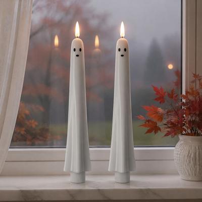 Свечи-призраки на Хэллоуин с текстурой настоящего воска, светодиодные свечи без пламени, работающие от батареек, с уникальным дизайном, ночники с пультом ДУ, 3D