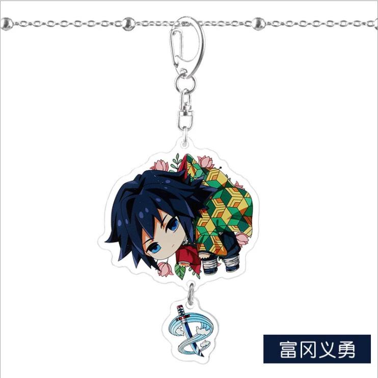 Keychain Pendant Anime Demon Slayer Kimetsu No Yaiba Kamado Tanjirou Double Sided HD Bag Pendant Gift For Fans Cosplay Props Jewelry Gift