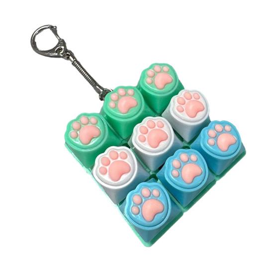Yousheng 9-клавишная Fidget-клавиатура Игрушка для снятия стресса и тревоги Клавиатура в виде кошачьей лапки Брелок-кликер для пальцев Портативная кнопка декомпрессии Сенсорная игрушка