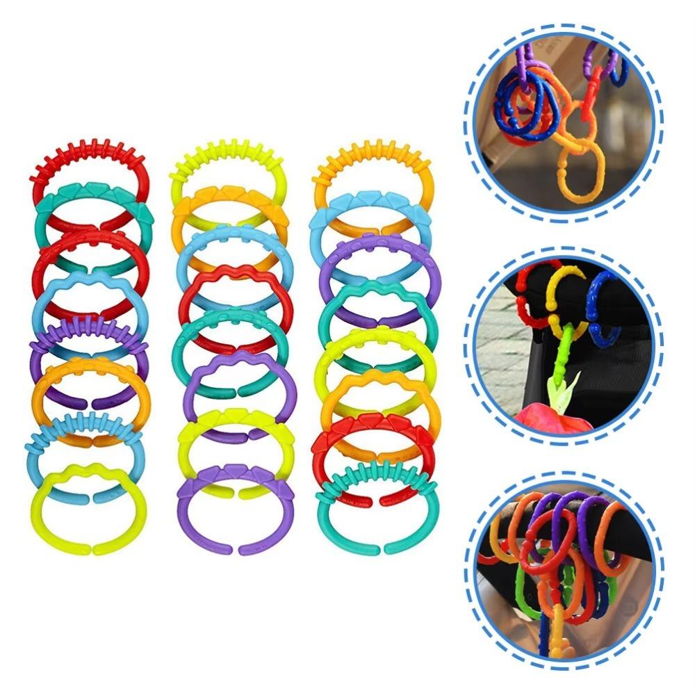 10PCS Smooth Surface Rainbow Hanging Ring Stroller Attachment Babies And Toddlers Stroller