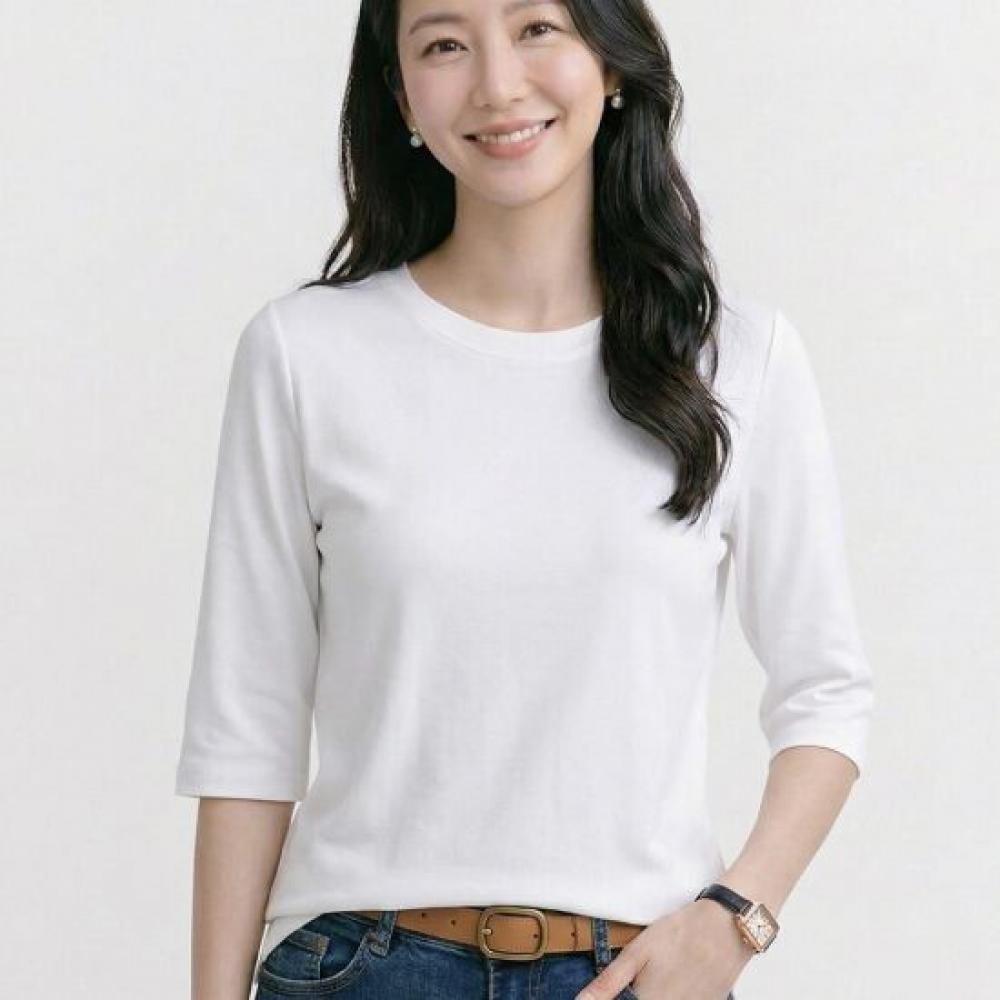 Navava Women S baSic Daily Plain Round Neck 5 ShorT Sleeve T ShirT nT3311