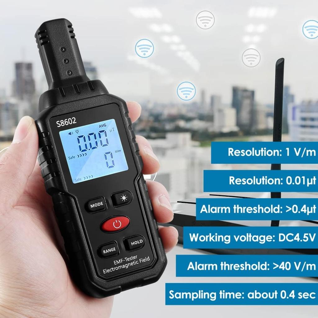 3 in 1 EMF Meter Professional, EMF Reader, Electromagnetic Radiation Detector Portable EMF Meter with Sound Light Alarm Digital LCD EMF Tester