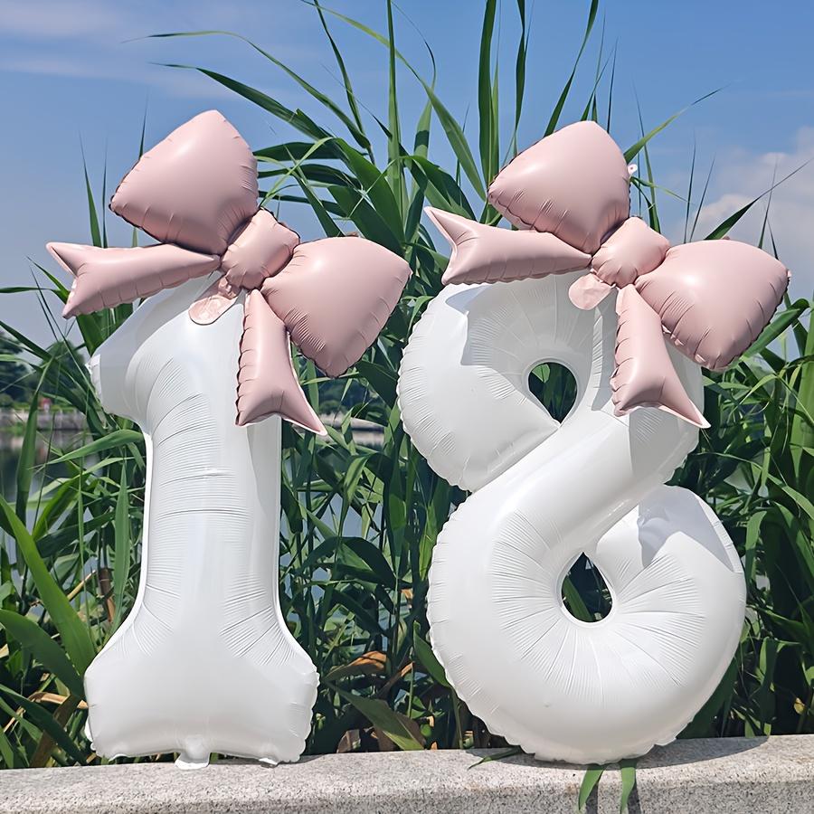 Number balloon set baby pink bow balloon ,white and pink balloon birthday proposal, weddingballoon decoration