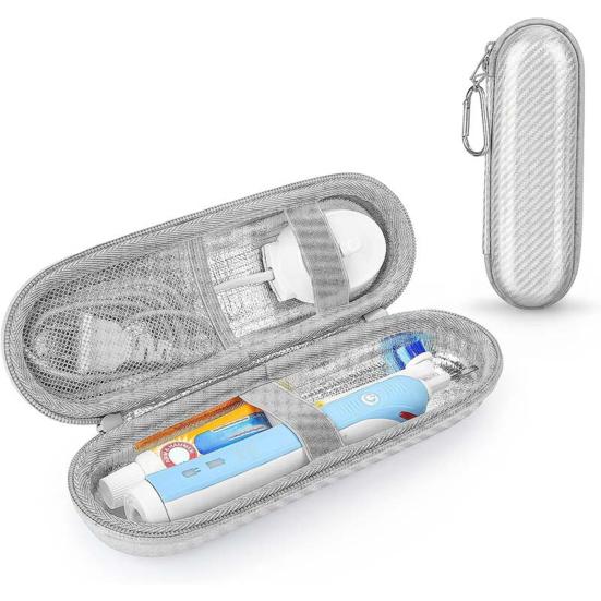 Дорожный футляр для зубных щеток с сетчатым карманом и застежкой-молнией. Ударопрочный, устойчивый к ударам органайзер для электрических зубных щеток.