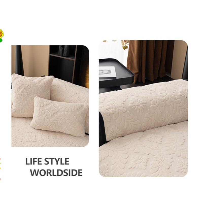 1pcs Solid Color Winter Warm Soft Sofa Cover Universal Anti Cat Scratch Seat Cushion for Home Living Room