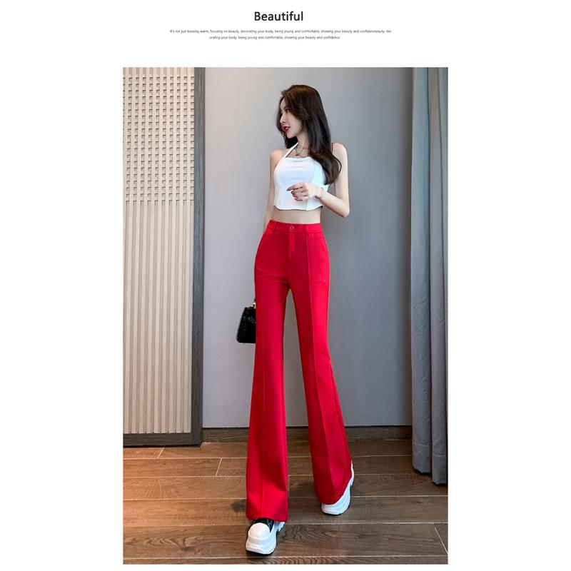 Streetwear OL Office Summer High Waist Women's Wide Leg Capris Skinny Flare Pants for Women Full Length Pants Woman Trousers