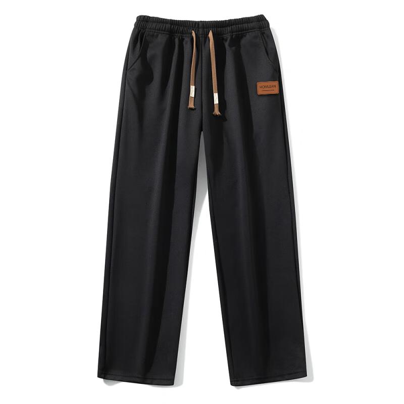 Homlean American-Style Casual Pants for Men, Spring And Summer Draping Comfortable Versatile Straight-Leg Sports Trousers HQ1 Black 3XL
