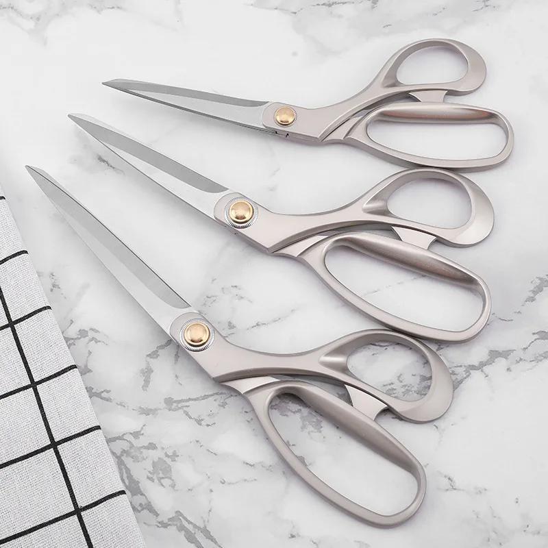 Inch Household 9 8 10 Stainless Steel Tailor Scissors Alloy Handle Flat Tooth Dressmaking Sewing Pu Leather Fabric Craft Shear