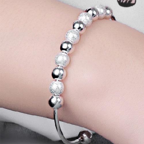 Fashion 925 Sterling Silver Woman Cuff Bracelet Boho Beaded Retro Bangle Party Wedding Jewelry Charm Girl Gifts Christmas