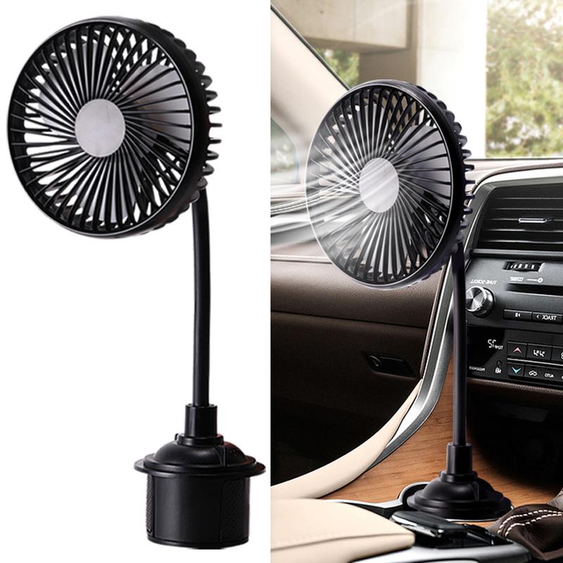 USB Powerful Quiet Car Cooling Fan Rotatable Portable Car Cup Holder Fan for Car Van Truck SUV RV