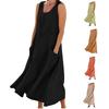 Plus Size Linen Dress for Women Summer Plain 2023 Casual Maxi Sundresses Long Sleeveless Y2k Dress