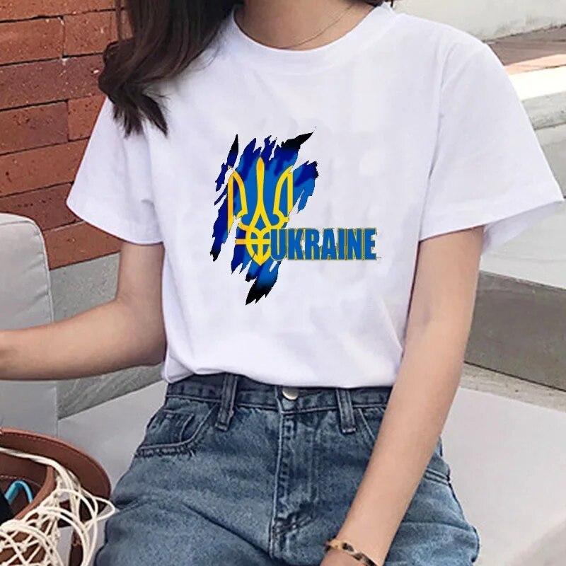 Ukraine Ladies T Shirt Summer Premium Short Sleeve T Shirt Flag Classic Ukraine Gift T Shirt Girls Harajuku Love T Shirt Tops Unisex