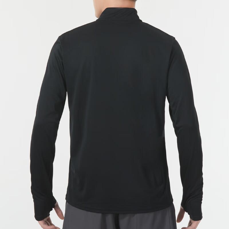 Nike Solid Color Logo Half-Zip Stand Collar Long Sleeve Fitness T-Shirt Men Tops Black FQ2495-010