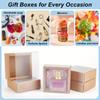 10sets Kraft Paper Gift Boxes Square Brown Drawer Boxes with PVC Windows Cover for Party Favor Treats Bakery Jewelry Proposal Gift Packaging