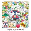 50 Flower Story Graffiti Stickers Cartoon Fresh Hand-drawn Flowers Decoration Mobile Notebook Stickers