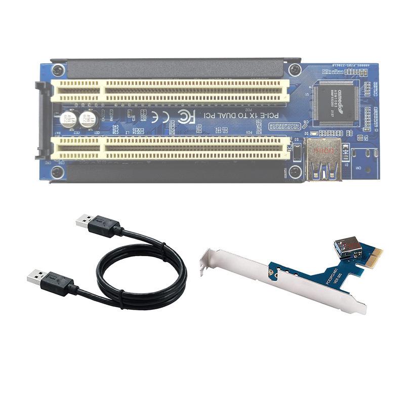 Адаптер PCIe на два PCI для карт захвата, звуковых, параллельных и золотых налоговых карт