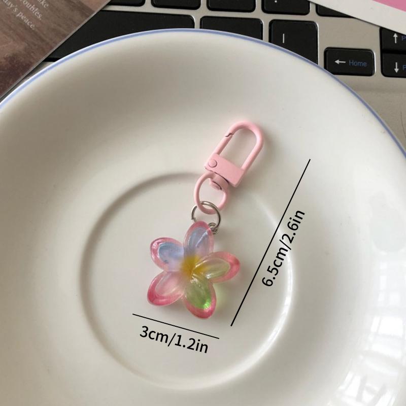 Lovely Sakura Flower Keychain Charm Cute Colored Transparent Flower Keychain Pendant Enamel Bag Hanging Pendent Charms Key Ring