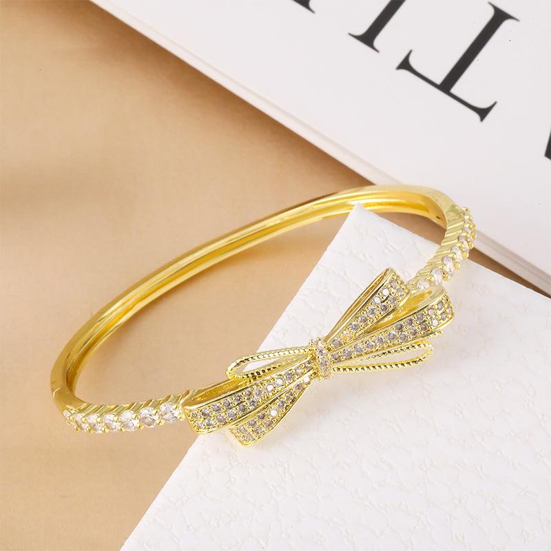 European and American Classic Luxury Stone Bow Colorful Zircon Bracelet Hand Jewelry