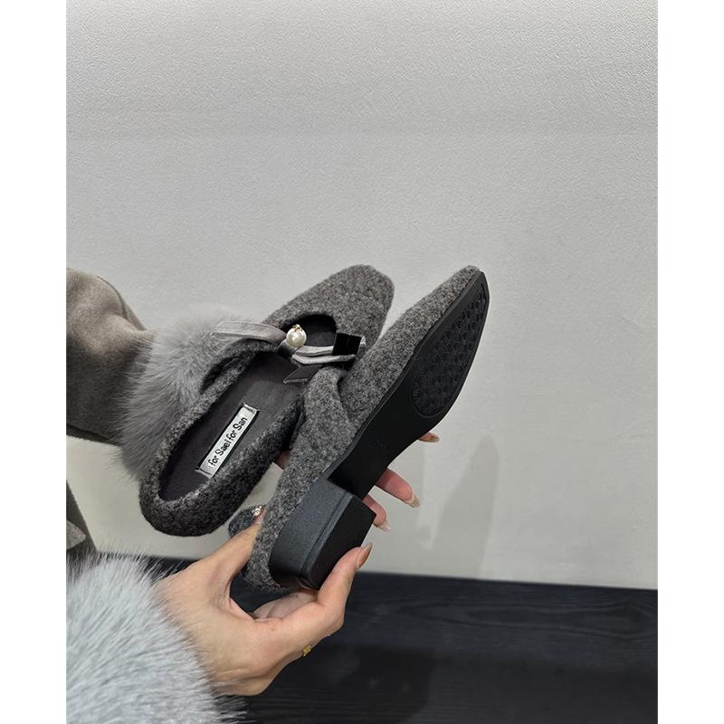 С юбкой французский темперамент бант бархат светлый рот одинарные туфли женские осень и зима новые толстый каблук шерстяные туфли Мэри Джейн