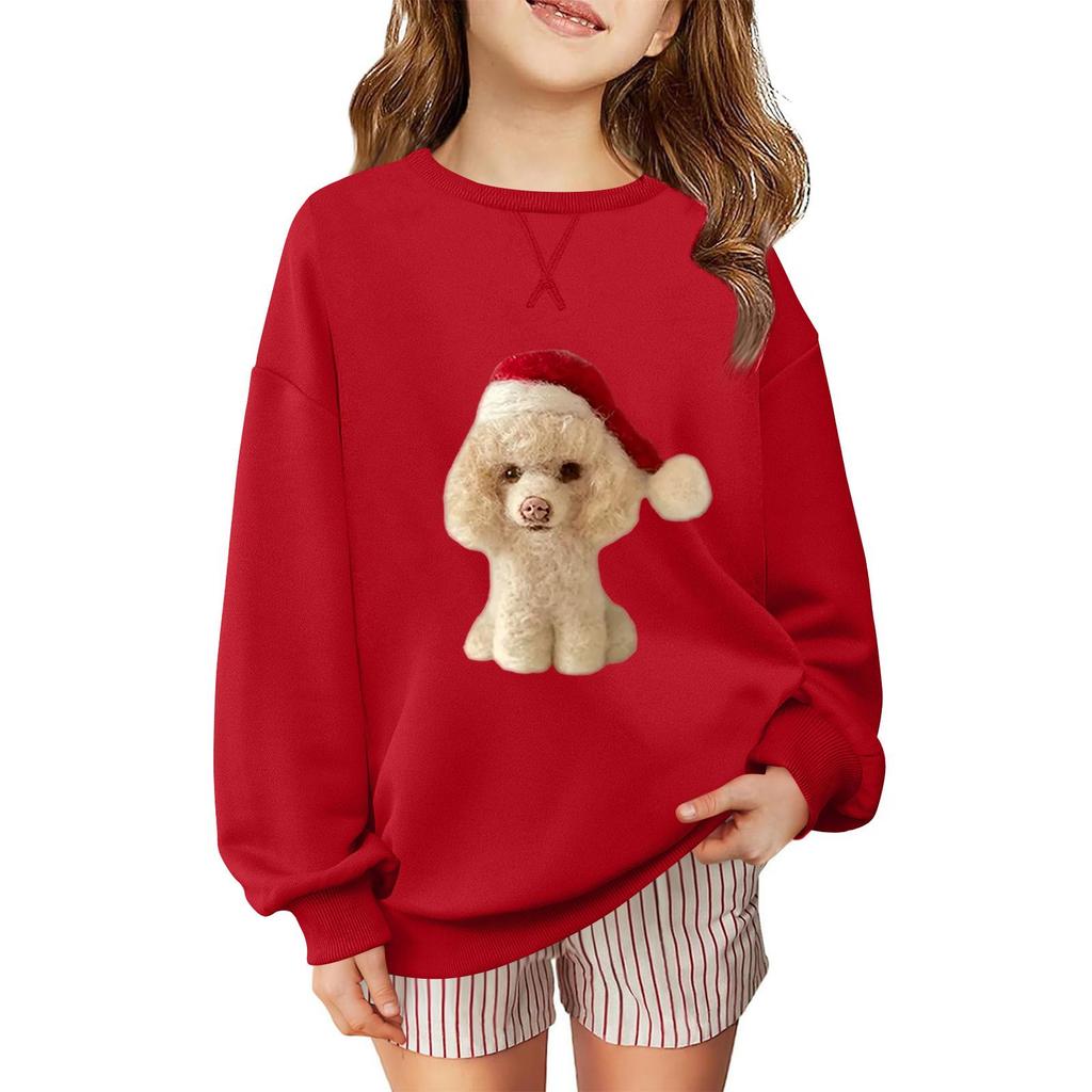 Children's Fashionable Casual Long-sleeved Loose Christmas Print Pullover Sweatshirt