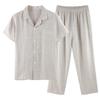 RAKUYUME Льняной короткий топ для отдыха и премиальный Идеально для лета и осени Женская пижама, Рукав, Легкий, 100% лен, Комплект, Низ,
