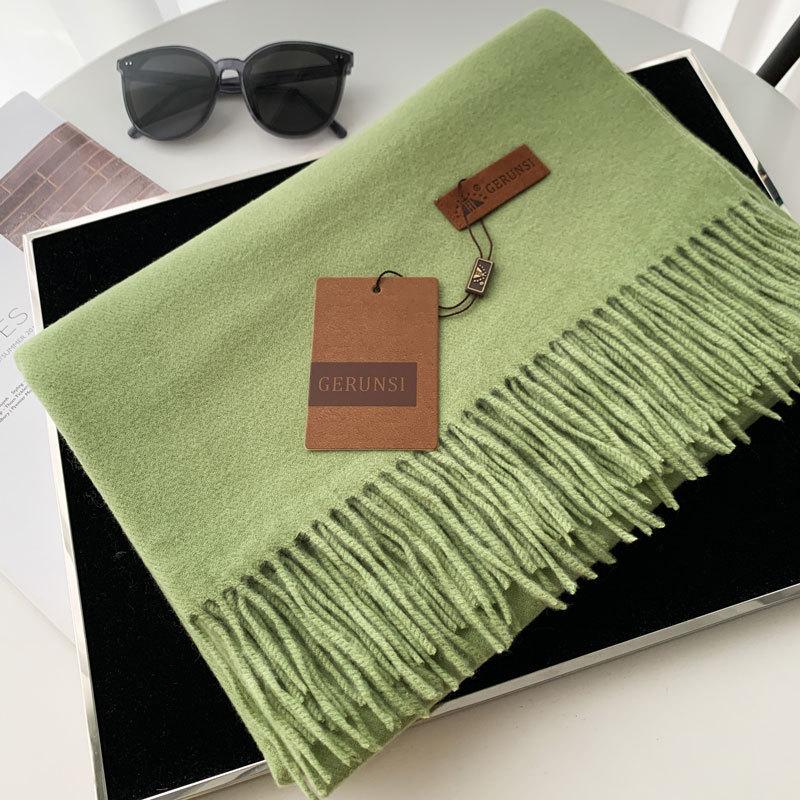 Cashmere Hand Feel Autumn And Winter Solid Color Scarf Women'S Thick Tassel Simple And Versatile Soft And Warm Imitation Cashmere Shawl