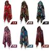 Vintage Women Autumn Hooded Cloak Geometric Buckle Tassel Warm Bohemian Casual Poncho