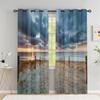 Beach Scenery Series Sunshade Curtains Deluxe Living Room Bedroom Home Decoration Sunset Beach Thin Curtains