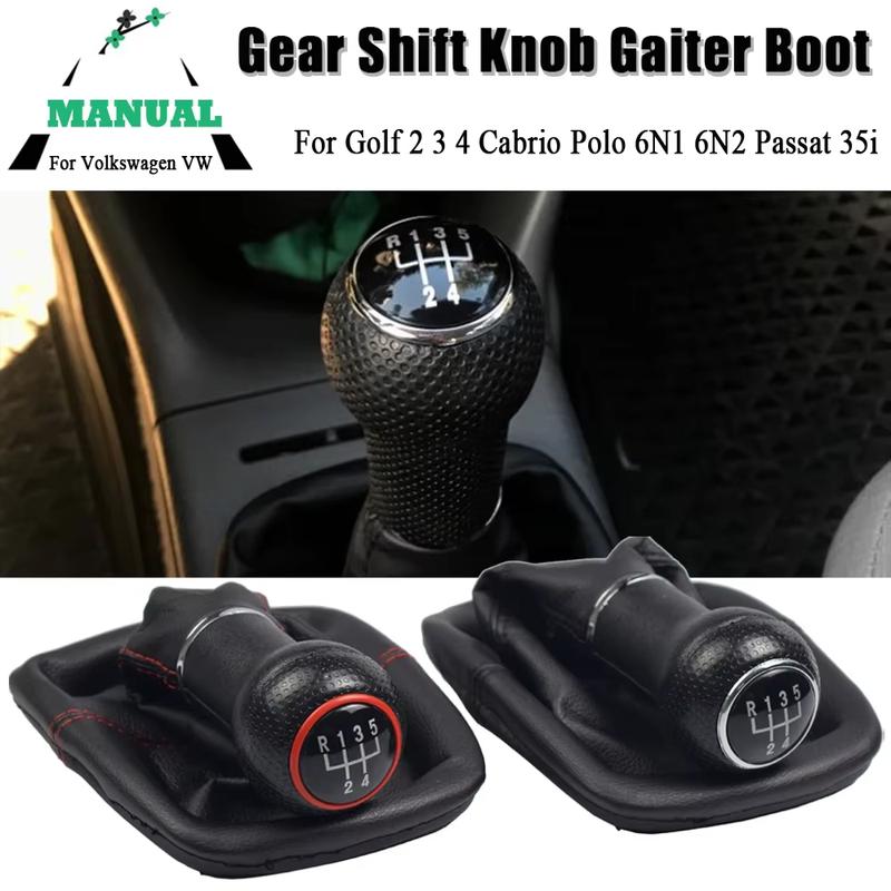 Leather 5 Speed Manual Transmission MT Gear Shift Knob Gaiter Handle For Volkswagen Golf 2 3 4 Cabrio Polo 6N Passat 35i