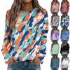 Ladies' Casual Long Sleeved Retro Floral Print Round Neck Raglan Top Pullover Sweater