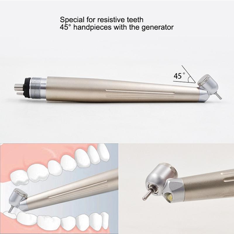 Стоматологический светодиодный высокоскоростной наконечник, турбинный наконечник с углом наклона 45 градусов, антиретракция, односторонняя струя воды