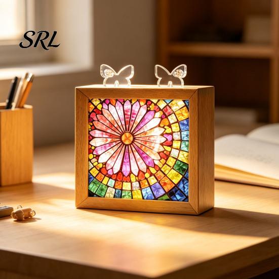 LED Night Light for Kids Acrylic Puzzle Light, 2-In-1 USB Royal Iris Bloom Jigsaw Lamp, Desktop Office DIY Creative Home Ambient Bedroom Living