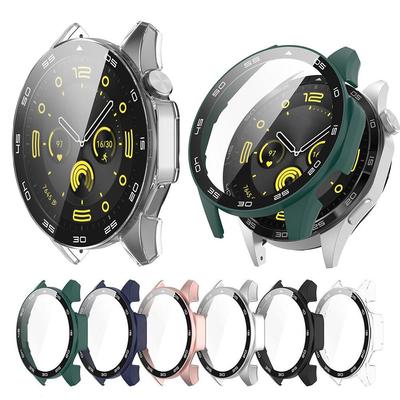 Защитный чехол из ПК + закаленного стекла для Huawei Watch GT4 46 мм, полноэкранный защитный чехол-бампер
