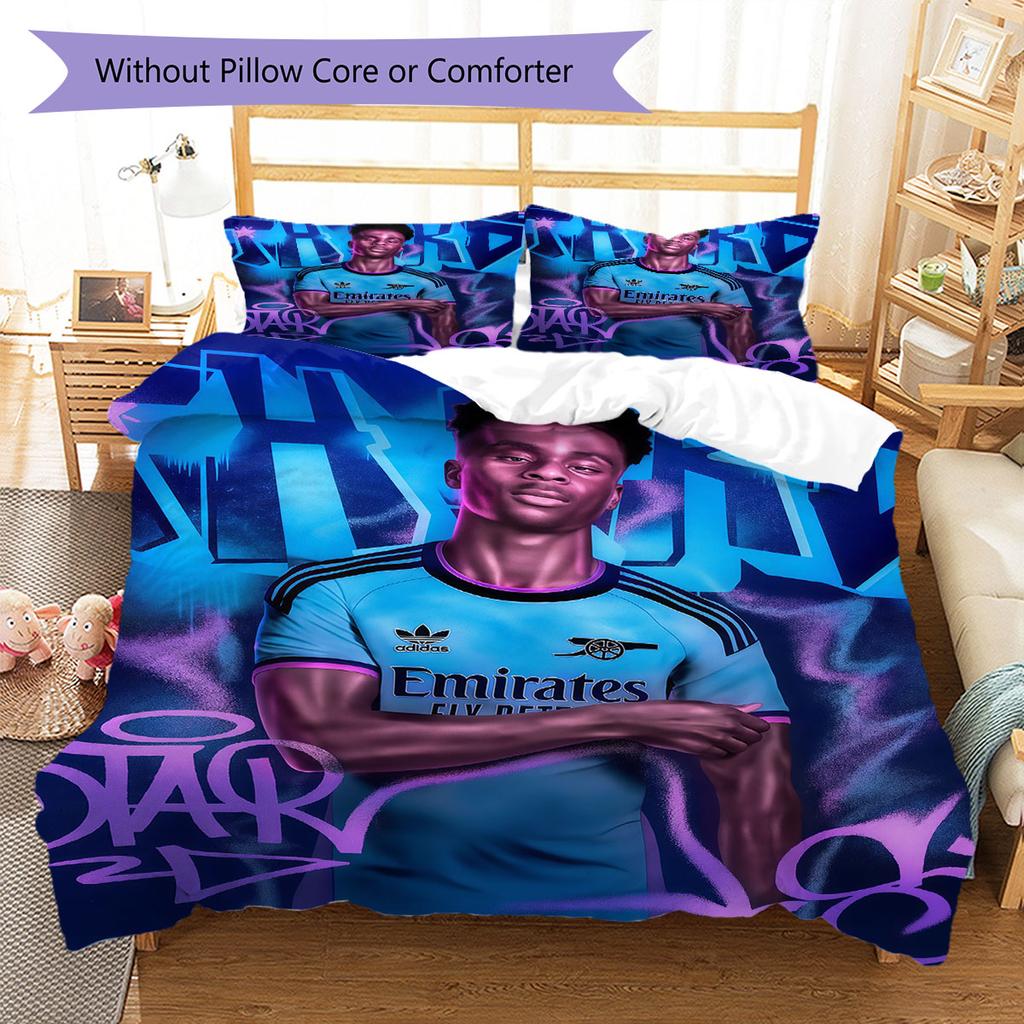Bukayo Saka Rise Bedding Quilt Set Quilt Cover Pillowcase Home Decoration Birthday Gift (1 * duvet cover + 2 * pillowcase, without core)