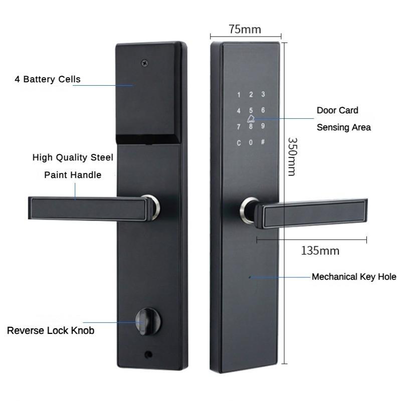 Smart Handle Door Lock Household Fingerprint Digital Lock Biometric Stainless Steel Door Lock