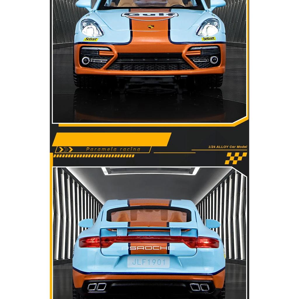 1/24 Porsche Panamera GULF Суперкар Литой сплав и Игрушечные транспортные средства Металлическая модель игрушечного автомобиля Звук и Свет Коллекционная игрушка