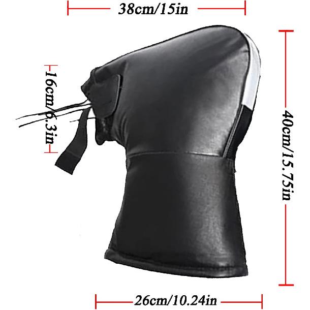 Handlebar Gloves Winter Handlebar Muffs, Motorcycle PU Leather Warm Waterproof Glovers, Motor Scooter Protection Handlebar Thermal Gloves