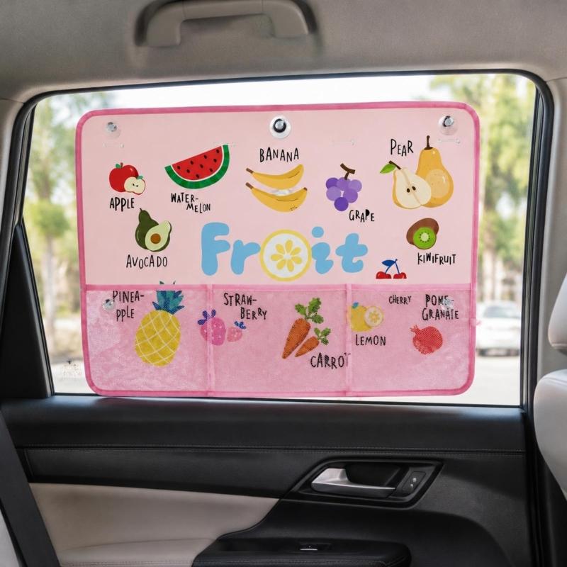 Rear Side Glass Car Cover with Integrated Mesh Storage, Foldable Polyester Fabric and Removable Suction Cup Mounting