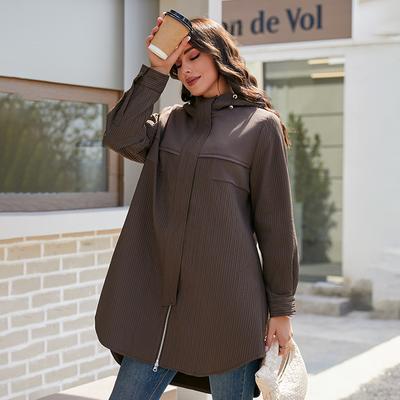 YISHENGSHUI Новая весенне-осенняя женская куртка Простая, средней длины, модная, уникальная, сшитая, с капюшоном, женская весенняя куртка 6368