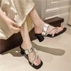 Модные женские летние модные тапочки на толстом каблуке One Kick Square Heel женские туфли с боковым вырезом и противоскользящими свойствами 2024 года, новые сандалии в продаже