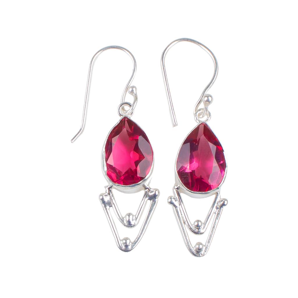 Pink Tourmaline Gemstone 925 Solid Silver Jewelry Earrings 1.90" Gift For Women EE-39-18