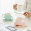 Creative Ceramic Coffee Cup Saucer Macaron Small Fresh Water Cup Ins Style Girls Office Home Ceramic Cup Saucer