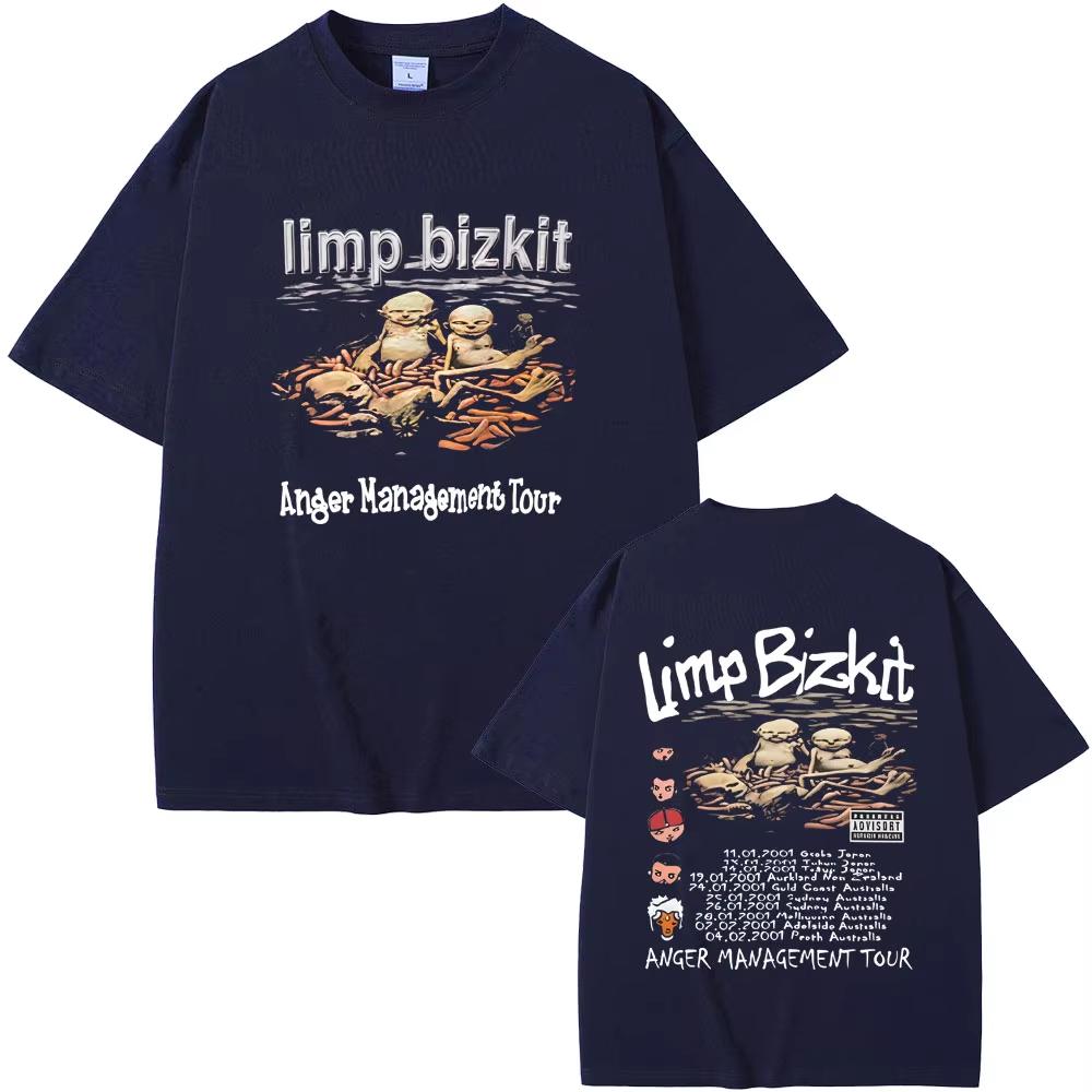 Рок-группа 90-х Limp Bizkit Футболки с тура Anger Management Летние Мужские Женские Повседневные Хлопковые Уличная Одежда Футболка