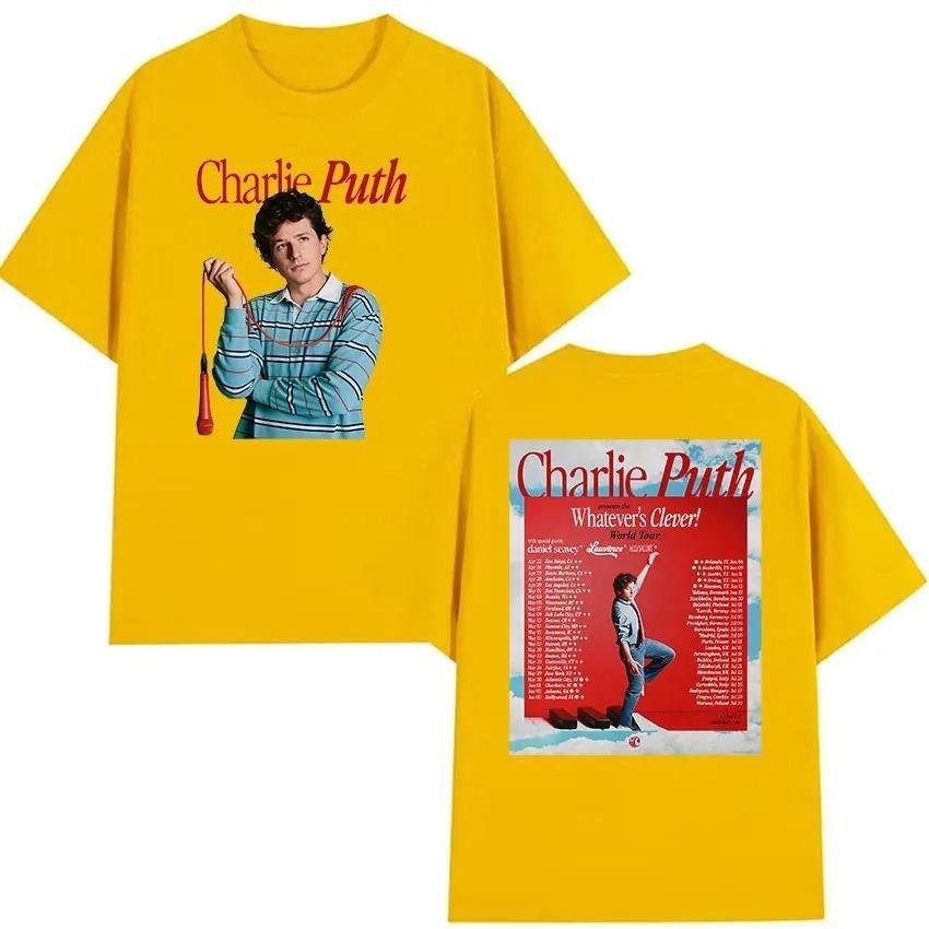 Charlie Puth Whatevers Clever World Tour 2026 Graphic T Shirts Unisex Vintage Fashion Cotton Short Sleeve Tshirt Streetwear Y2K
