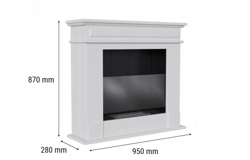 Portal Bioethanol Fireplace NOVEMBER TÜV White Self Assembly with Glazing Set