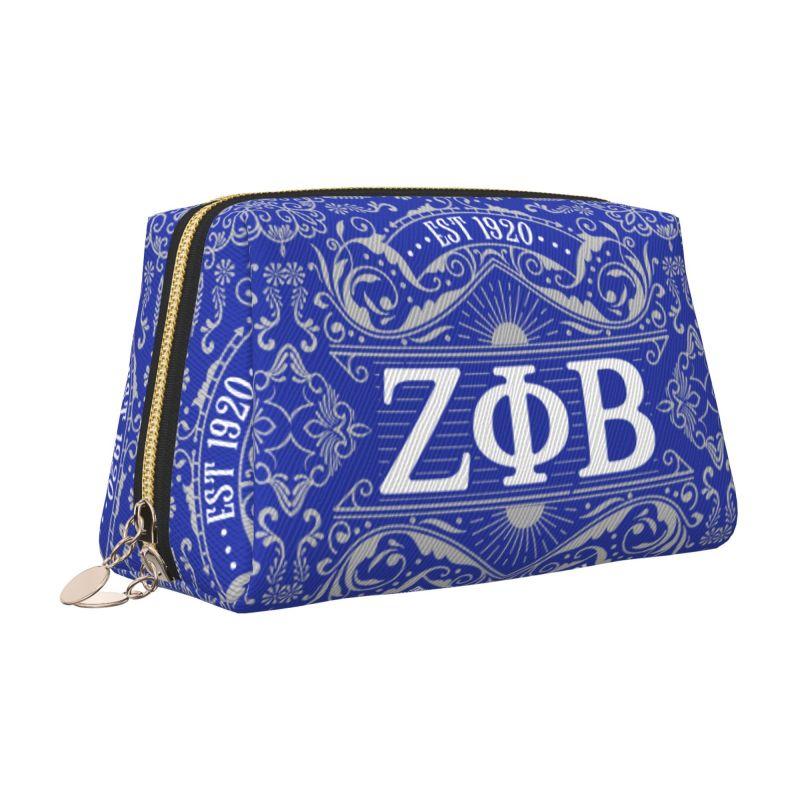 Zeta Phi Beta 1920 Принт Кожаная косметичка Женская Большая дорожная косметичка Сумка для туалетных принадлежностей Портативная сумка для хранения Подарки