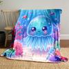 Cute Jellyfish Underwater Scene Patterned Blanket, Flannel, Suitable for All Seasons, Home Decor, Warm and Cozy
